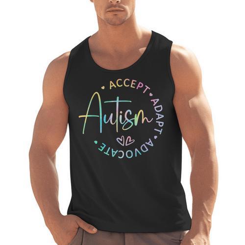 Autism Awareness Accept Adapt Advocate Autism Mom Teacher Men Tank Top - teacherstshirts.com DE