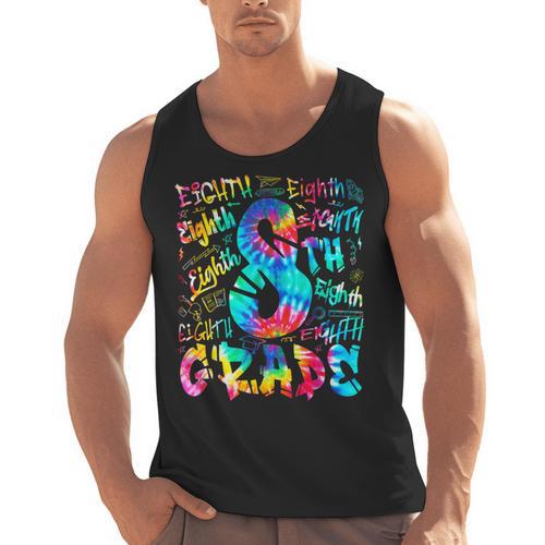 Back To School Eighth 8th Grade Tie Dye Typography Teacher Men Tank Top - teacherstshirts.com