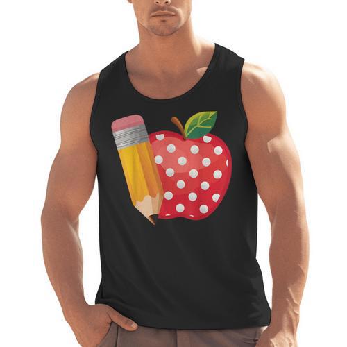 Back To School Pencil And Apple Teacher Student Men Tank Top - teacherstshirts.com