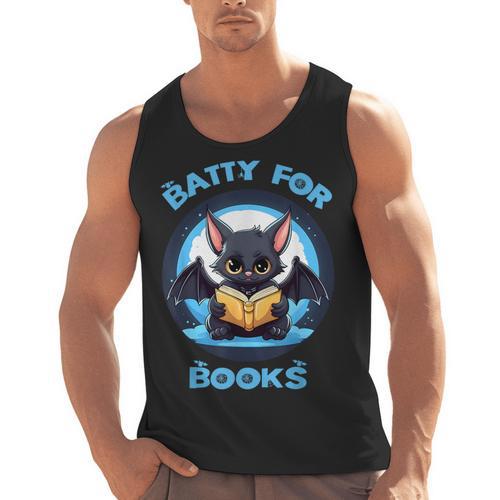 Batty About Books Lover Teacher Librarian Bookish Halloween For Men Women Kids Men Tank Top - teacherstshirts.com