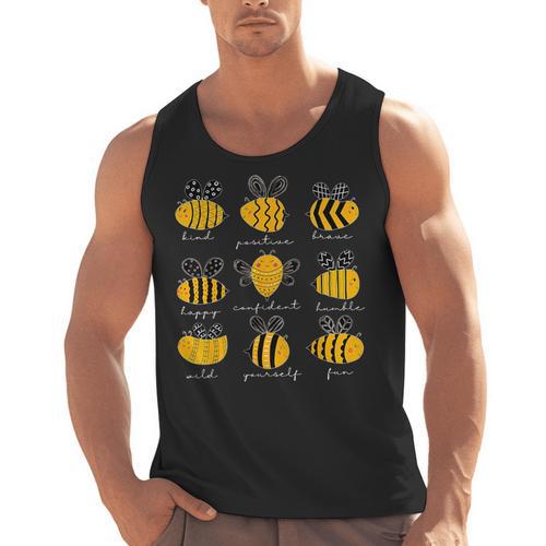 Bee Kind Positive Brave Happy Confident Humble Teacher Men Tank Top - teacherstshirts.com
