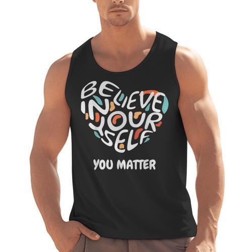 Believe In Yourself YOU MATTER Teachers Big Heart Men Tank Top - teacherstshirts.com UK
