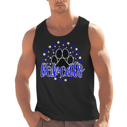 Blue Bobcats School Spirit Coquette Bow Mascot Teacher Men Tank Top - teacherstshirts.com AU