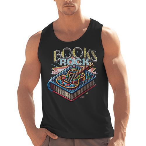 Books Rock Rock'n Roll Science Of Reading Teachers Guitar Men Tank Top - teacherstshirts.com AU