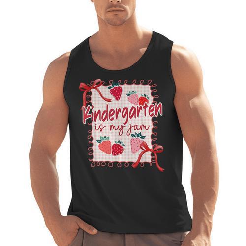 Bow Strawberry Kindergarten Is My Jam Teacher Kinder Team Men Tank Top - teacherstshirts.com AU