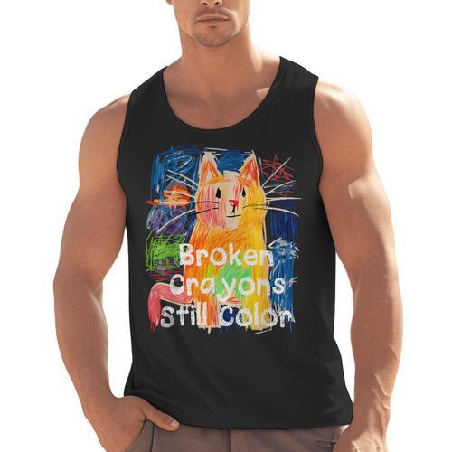 Broken Crayons Still Color Cat Teacher Men Tank Top - teacherstshirts.com