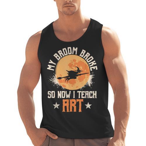 My Broom Broke So Now I Teach Art Teacher Halloween Costume For Men Women Men Tank Top - teacherstshirts.com