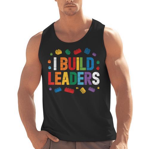 I Build Leaders Bricks Building Blocks Teacher Brick Builder Men Tank Top - teacherstshirts.com