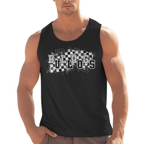 Bulldogs School Spirit Bulldog Pride Checkered Teacher Men Tank Top - teacherstshirts.com UK