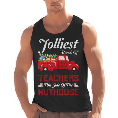 Bunch Of Teachers This Side Of The Nuthouse Xmas Men Tank Top - teacherstshirts.com AU