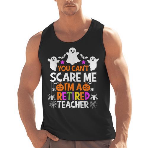You Can't Scare Me I'm A Retired Teacher Shirt Halloween Men Tank Top - teacherstshirts.com DE