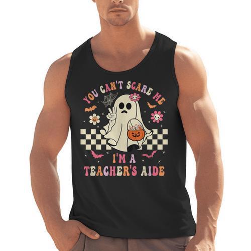 You Can't Scare Me I'm A School Teacher's Aide Halloween Men Tank Top - teacherstshirts.com