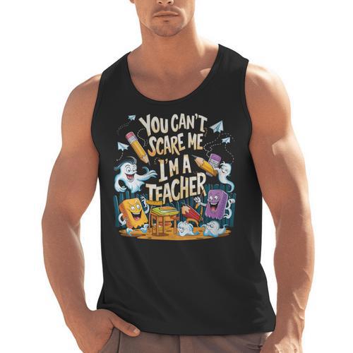 You Can't Scare Me I'm A Teacher Cool Math Teacher Halloween Men Tank Top - teacherstshirts.com