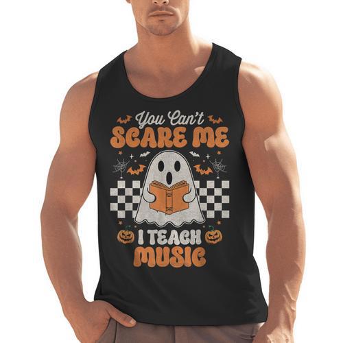 You Can't Scare Me I Teach Music Retro Teacher Halloween Men Tank Top - teacherstshirts.com