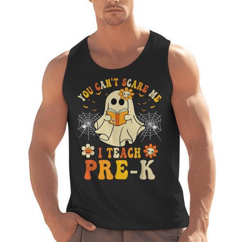 You Can't Scare Me I Teach Pre-K Halloween Teacher Ghost Men Tank Top - teacherstshirts.com CA