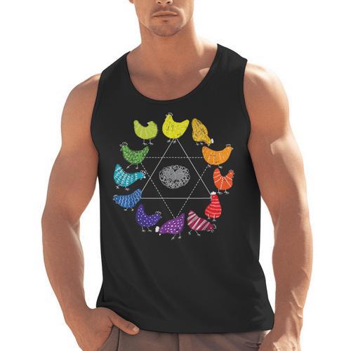 Chicken Themed Color Wheel Educational Art Teacher Artist Men Women Girls Kids Men Tank Top - teacherstshirts.com AU