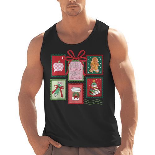 Christmas Teacher Stamps Men Tank Top - teacherstshirts.com