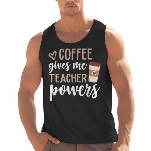 Coffee Gives Me Teacher Powers Teacher Men Tank Top - teacherstshirts.com DE