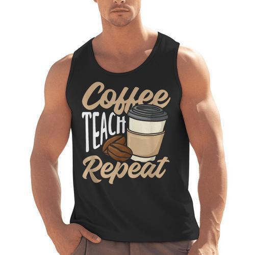 Coffee Teach Repeat Teacher Men Tank Top - teacherstshirts.com