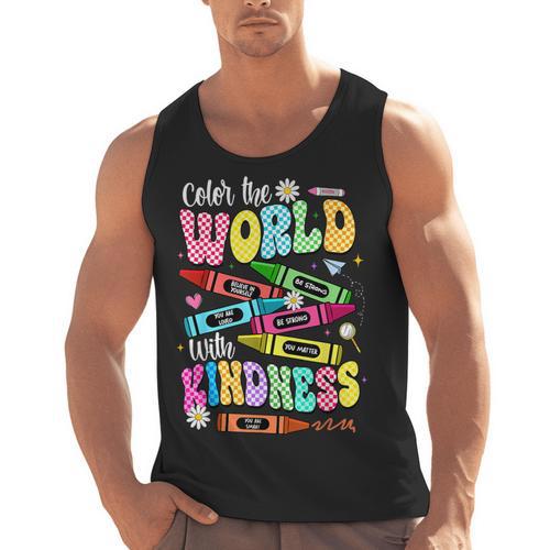 Color The World With Kindness Teacher Back To School Men Tank Top - teacherstshirts.com