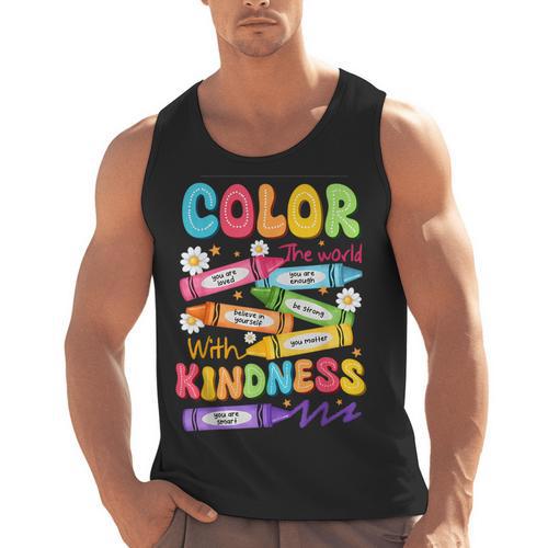 Color The World With Kindness Teachers Back To School Men Tank Top - teacherstshirts.com