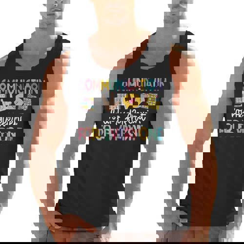 Communication Looks Different Tee Shirt Kids -Adults Teacher Animal Print Small Short Sleeve Classic Fit Crew Neck Polyester 100 Men Tank Top - teacherstshirts.com