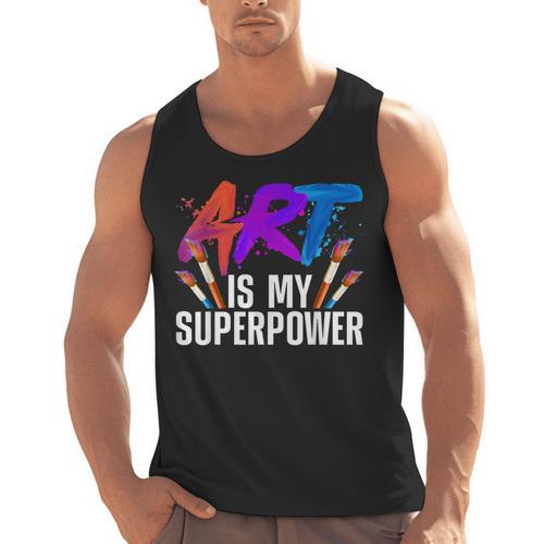 Cool Art For Men Women Art Teacher Artist Painter Superpower Men Tank Top - teacherstshirts.com