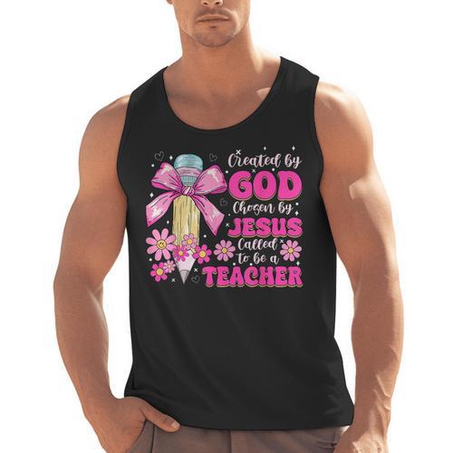 Created By God Called To Teacher Jesus Christian Teacher Men Tank Top - teacherstshirts.com CA