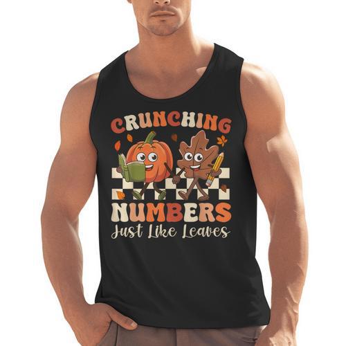 Crunching Numbers Just Like Leaves Pumpkin Fall Teacher Men Tank Top - teacherstshirts.com UK