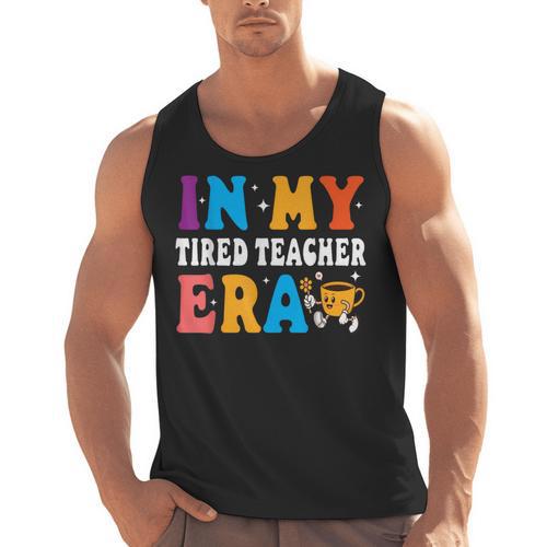 Cute Coffee Glass Face Happy Day In My Tired Teacher ERA For Men Women Men Tank Top - teacherstshirts.com AU