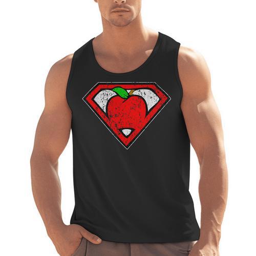 Cute Distressed Super Teacher Superhero Apple Shirt Men Tank Top - teacherstshirts.com AU