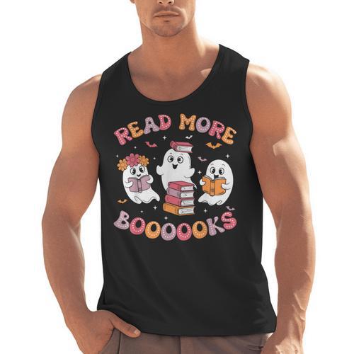 Cute Ghost Book Read More Books Teachers Halloween Men Tank Top - teacherstshirts.com AU