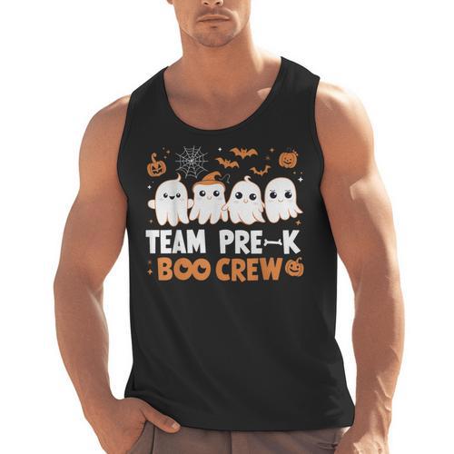 Cute Ghosts Pre-K Boo Crew Teachers Halloween Party Team For Men Women Kids Men Tank Top - teacherstshirts.com AU
