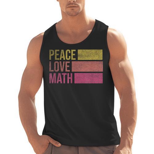 Cute Math Teacher Peace Love Math Men Tank Top - teacherstshirts.com