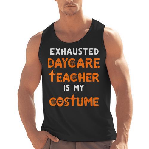 Daycare Teacher Halloween Costume Tired Day Care Shirt Men Tank Top - teacherstshirts.com CA