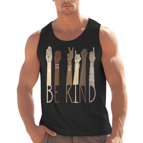 Deaf Be Kind Sign Language Hand Talking Teachers Interpreter Men Tank Top - teacherstshirts.com UK