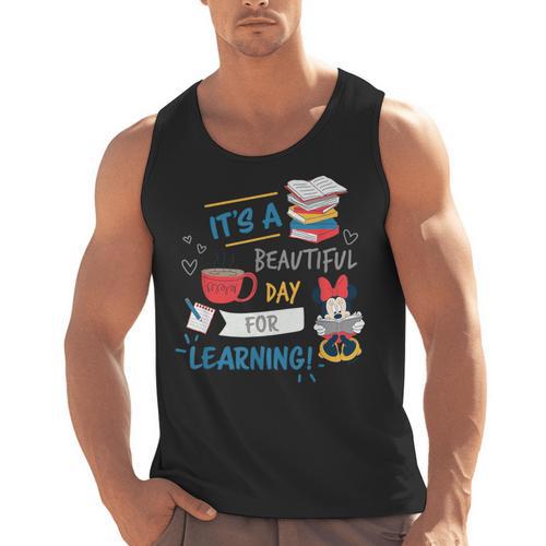 Disney Minnie Mouse Beautiful Day For Learning Teacher's Day Men Tank Top - teacherstshirts.com AU