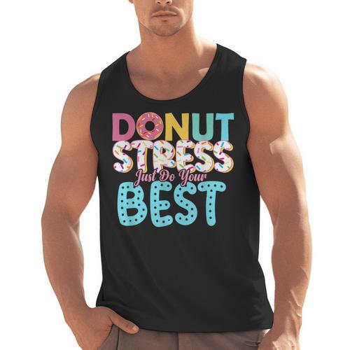 Donut Stress Just Do Your Best Teachers Testing Day For Men Women Girls Kids Men Tank Top - teacherstshirts.com CA