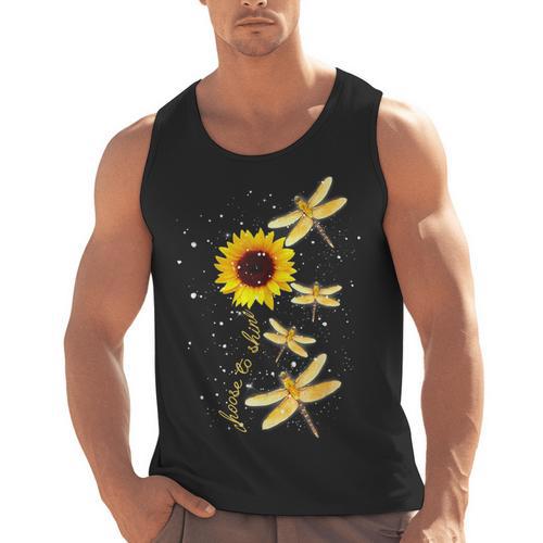 Dragonfly Sunflower Teacher Growth Mindset Choose To Shine Men Tank Top - teacherstshirts.com