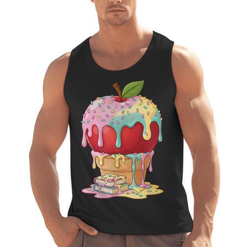 Dripping Apple Ice Cream Cone Cute Teacher Appreciation Men Tank Top - teacherstshirts.com