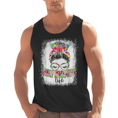 Early Head Start Life Messy Bun Back To School Teacher Women Men Tank Top - teacherstshirts.com UK