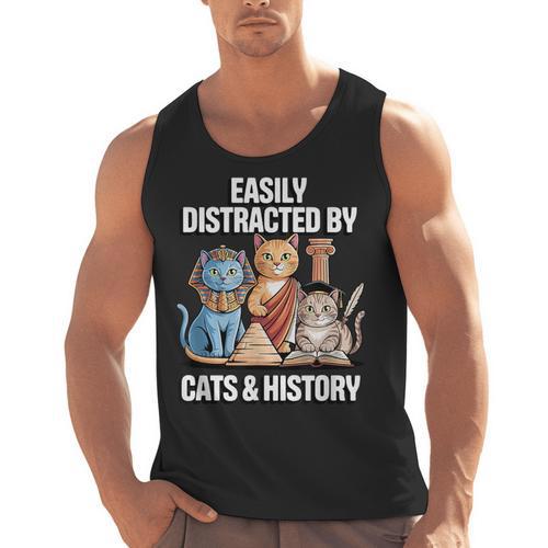 Easily Distracted By Cats & History Teacher Women Men Men Tank Top - teacherstshirts.com