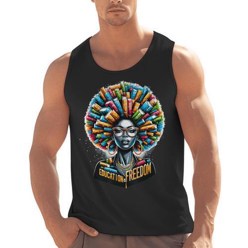 Education Is Freedom History Month Teacher Books Afro Men Tank Top - teacherstshirts.com AU