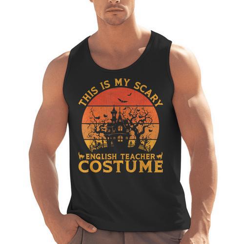 English Teacher Matching This Is My Scary Halloween Costume Men Tank Top - teacherstshirts.com AU