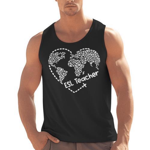 ESL Teacher ESOL Student Cute Heart Shape English Teacher Men Tank Top - teacherstshirts.com CA