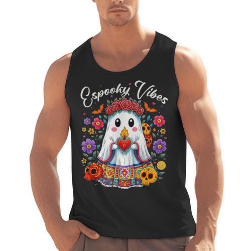 Espooky Vibes Maestra Halloween Spanish Mexican Teacher Men Tank Top - teacherstshirts.com UK