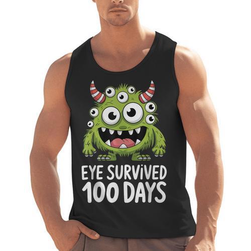 Eye Survived 100 Days Of School Monster Lover Teacher Kids Men Tank Top - teacherstshirts.com UK