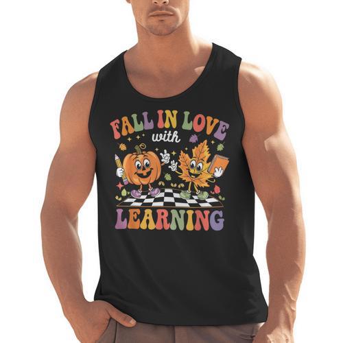 Fall In Love With Learning Autumn Fall Season Teacher Men Tank Top - teacherstshirts.com DE