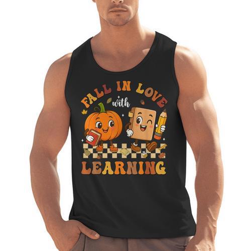 Fall In Love With Reading Book Autumn Pumpkins And Teachers Men Tank Top - teacherstshirts.com AU