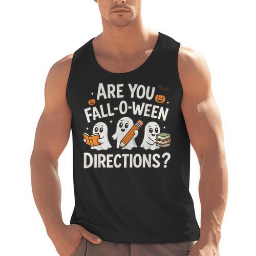 Are You Fall O Ween Directions Halloween Teacher Ghosts Men Tank Top - teacherstshirts.com